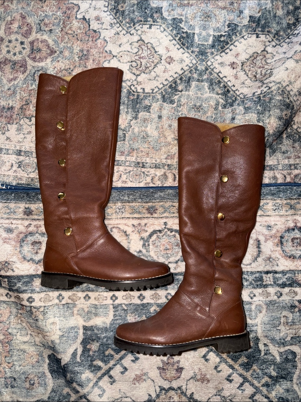 Michael Kors Brown Leather Button Boots